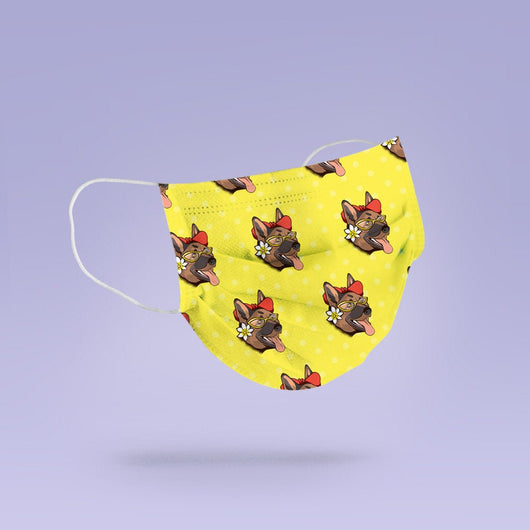 Washable & Reusable Cute Flower Hippy German Shepherd Face Mask - Face Cover - Face Mask Adult