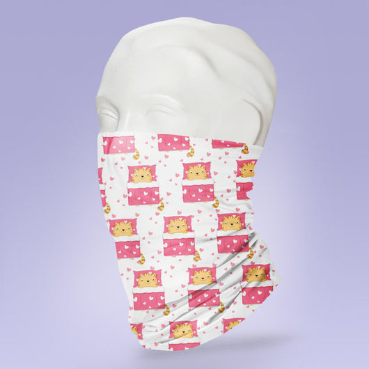 Washable & Reusable Sleeping Cat Face Mask - Gaiter Face Shield - Face Mask - Face Buff - Snood