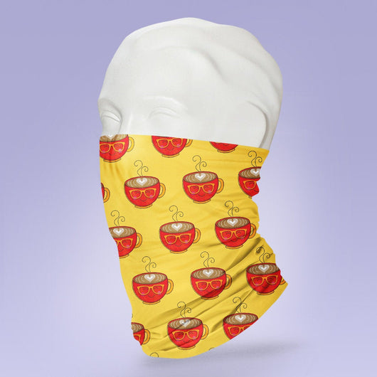 Washable & Reusable Cute Coffee Themed Mask - Face Mask - Face Buff - Snood