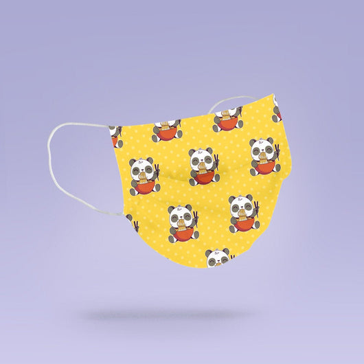 REUSABLE FACE MASK - Soft, Cloth, Washable, Re-Usable, Panda Eating Noodles Face Mask - Adult Mouth Cover - Panda Face Mask