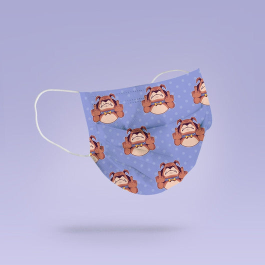 REUSABLE FACE MASK - Soft, Cloth, Washable, Re-Usable, Angry Bulldog Face Mask - Adult Mouth Cover - Bulldog Face Mask