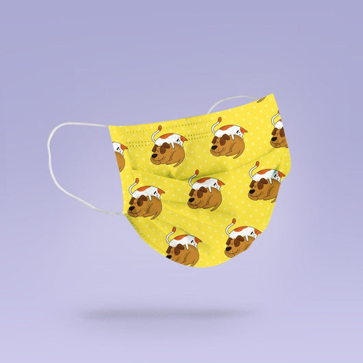 REUSABLE FACE MASK - Soft, Cloth, Washable, Re-Usable, Sleepy Cat & Dog Mask - Mouth Cover - Animal Face Mask