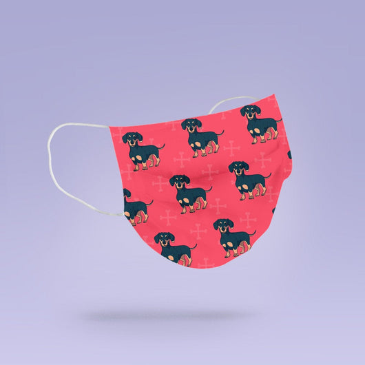 REUSABLE FACE MASK - Soft, Cloth, Washable, Re-Usable, Dachshund Mask - Mouth Cover - Dachshund Dog Face Mask