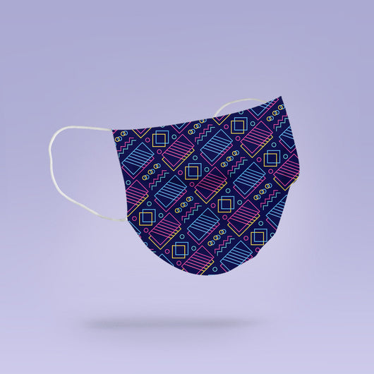 REUSABLE FACE MASK - Soft, Cloth, Washable, Re-Usable, 80's Print Mask Mouth Cover - 80's Print Face Mask