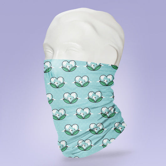 Washable & Reusable Blue and Green Planet Earth Recycling Pride - Gaiter Face Shield - Face Mask - Face Buff - Snood - Face Gator