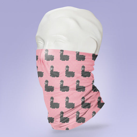 Washable & Reusable Pink Llama - Gaiter Face Shield - Face Mask - Face Buff - Snood - Face Gator