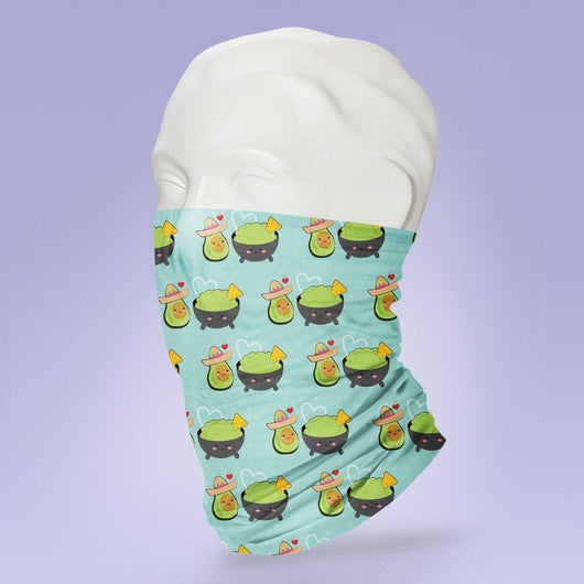 Washable & Reusable Guacamole and Chips Mexican Food Face Shield - Face Mask - Face Buff - Snood - Face Gator
