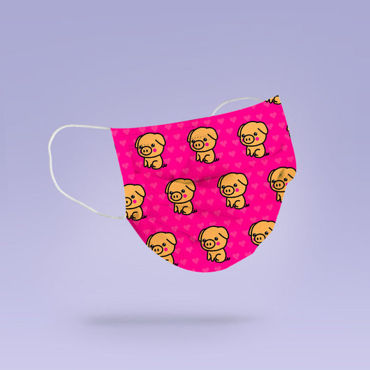 Washable & Reusable Cloth Cute Pink Pig Face Mask Cover