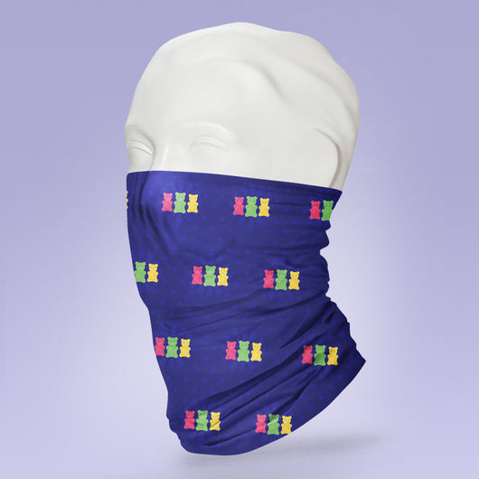 Washable & Reusable Blue Gummi Bear  - Gaiter Face Shield - Face Mask