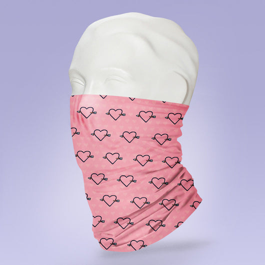 Washable & Reusable Pink Hearts - Gaiter Face Shield - Face Mask