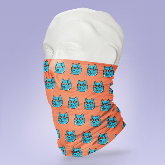 Washable & Reusable Orange Dog Smoking Weed Face Mask - Face Shield - Face Mask