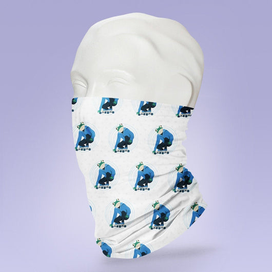 White Washable & Reusable Skateboarding Frog Face Mask - Face Shield - Face Mask