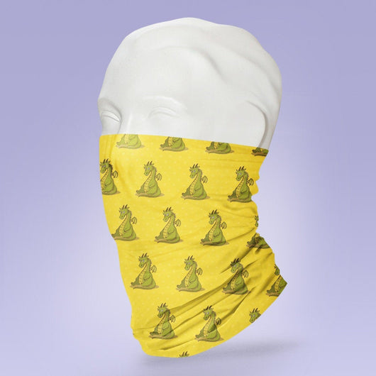 Washable & Reusable Funny Yellow Dragon -  Gaiter Face Shield - Face Mask