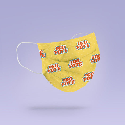 Washable & Reusable Go Vote Cloth Face Mask Cover - Yellow Face Mask - Patriotic Face Mask