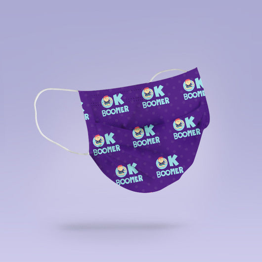 Washable & Reusable OK Boomer Face Mask Cover - Purple Face Mask - Okay Boomer Mask