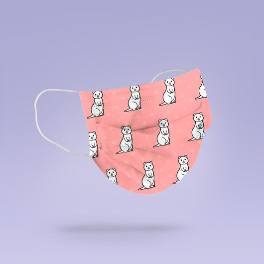 REUSABLE FACE MASK -  Soft, Cloth, Anti-Dust, Washable, Re-Usable, Ferret Themed  Face Mask - Adult Mouth Cover - Ferret Face Mask