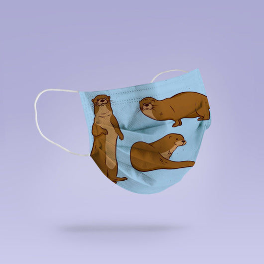 Otter Face Mask- Soft, Cloth, Washable, Re-Usable, Otter Mouth Cover - Otter Print Mask