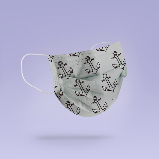 Washable & Reusable Sailor Anchor Mask Cloth Face Mask Cover -  Sailing Anchor Print Face Mask