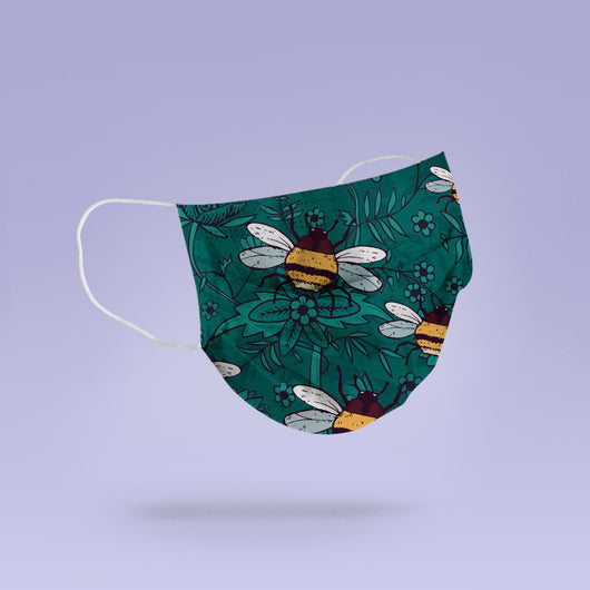 Washable & Reusable Green Bee Mask Cloth Face Mask Cover -  Green Bee Face Mask - Beekeeper Mask