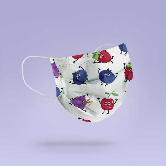 Washable & Reusable Cute Fruit Mask Cover - Fruit Face Mask - Blueberry and Cherry Pattern Mask