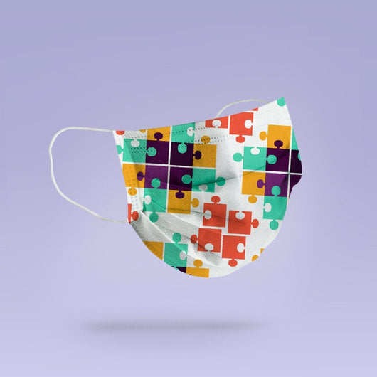 Washable & Reusable Puzzle Pattern Mask Cover - Puzzle Face Mask - Puzzle Pattern Mask