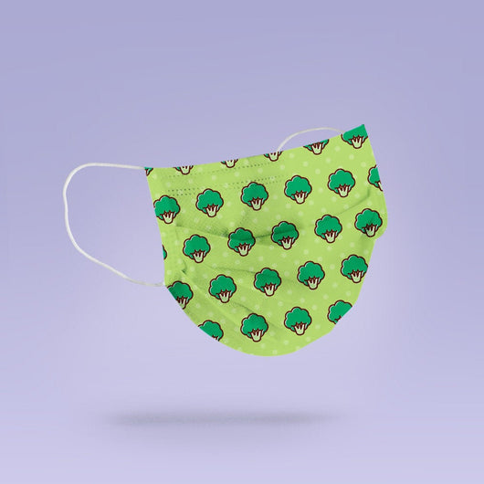REUSABLE FACE MASK -  Soft, Cloth, Broccoli Design, Washable, Re-Usable, Themed  Face Mask - Adult Mouth Cover - Vegetable Face Mask