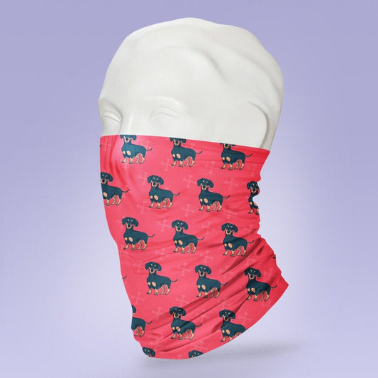 Washable & Reusable Dachshund Themed Mask - Gaiter Face Shield - Face Mask - Face Buff - Snood - Dog Face Gator