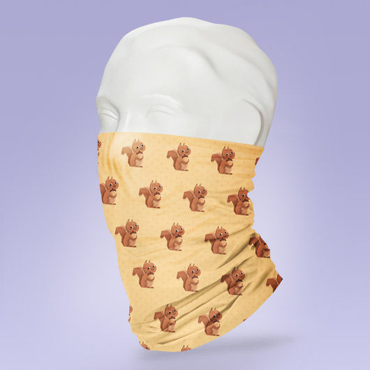 Washable & Reusable Squirrel Themed Mask - Face Mask - Face Buff - Snood - Squirrel Mask