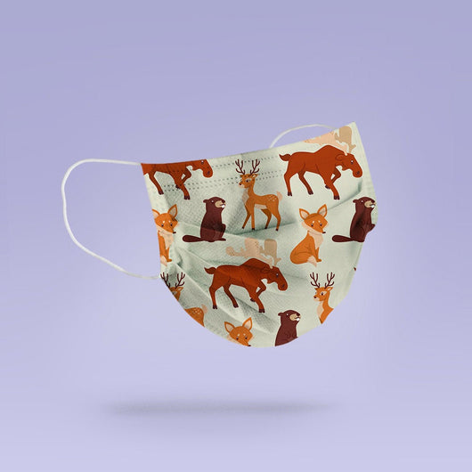 REUSABLE FACE MASK -  Soft, Cloth, Anti-Dust, Washable, Re-Usable, Forrest Animals Mouth Cover - Deer, Beaver, Moose Face Mask