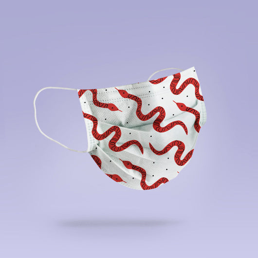 REUSABLE FACE MASK -  Soft, Cloth, Anti-Dust, Washable, Re-Usable, Red Snake Adult Mouth Cover - Snake Face Mask - Snake Mask