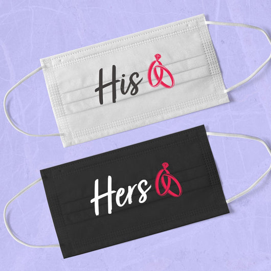 His and Hers Wedding Mask  Team Washable & Reusable Wedding Face Mask - Engagement Face Mask - Face Mask Bachelor / Bachelorette Party