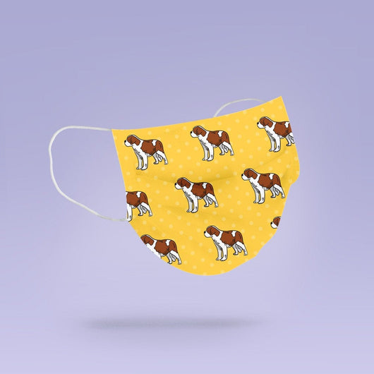 REUSABLE FACE MASK - Soft, Cloth, St. Bernard Dog Design, Washable, Re-Usable - Adult Mouth Cover - Dog Face Mask