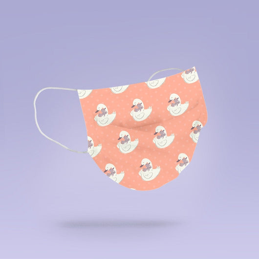 REUSABLE FACE MASK - Soft, Cloth, Pink Swan Design, Washable, Re-Usable - Adult Mouth Cover - Swan Face Mask