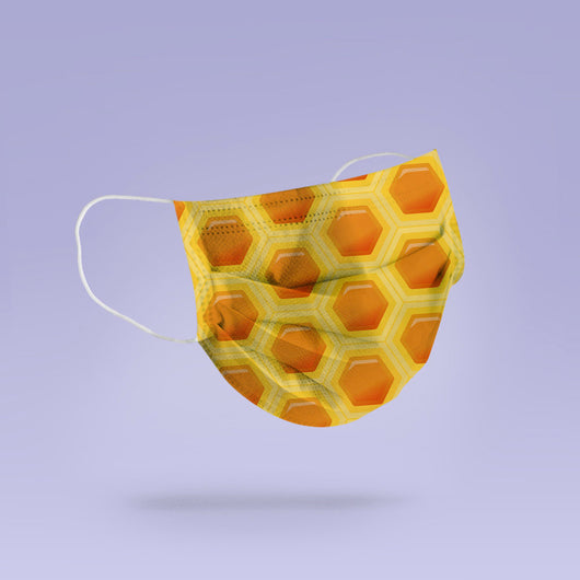 REUSABLE FACE MASK - Soft, Cloth, Honeycomb Design, Washable, Re-Usable - Adult Mouth Cover -  Bee Keeper Face Mask