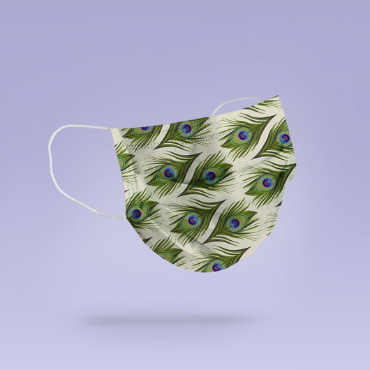REUSABLE FACE MASK -  Soft, Cloth, Anti-Dust, Washable, Re-Usable, Peacock Feather Print Adult Mouth Cover - Peacock Face Mask