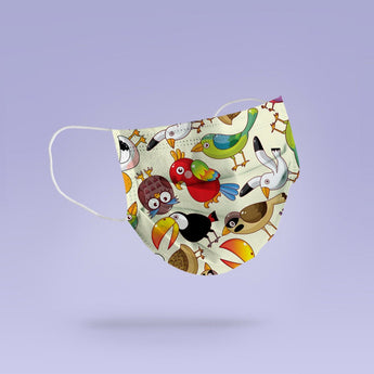REUSABLE FACE MASK -  Soft, Cloth, Anti-Dust, Washable, Re-Usable, Funny Birds Print Adult Mouth Cover - Tucan, Parrot, Seagull Face Mask