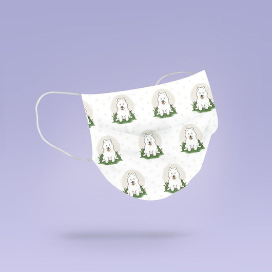 REUSABLE FACE MASK - Soft, Cloth, Washable, Re-Usable, Samoyed Mask - Mouth Cover - Samoyed Dog Face Mask