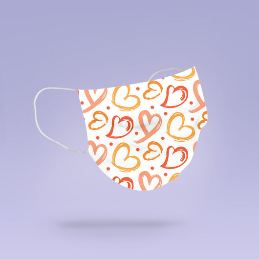 REUSABLE FACE MASK - Soft, Cloth, Washable, Re-Usable, Cool, Trendy Heart Pattern Mask - Mouth Cover - Heart Pattern Face Mask