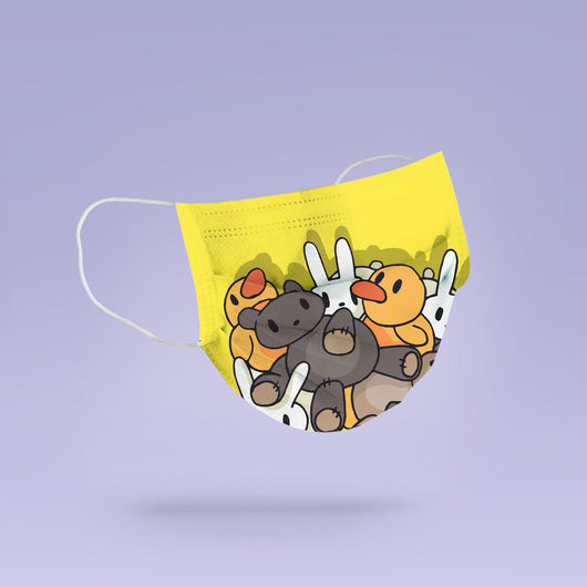 REUSABLE FACE MASK - Soft, Cloth, Washable, Re-Usable, Claw Game Teddy & Rabbit - Mouth Cover - Duck Pattern Face Mask
