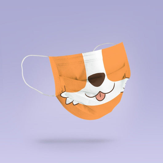 REUSABLE FACE MASK - Soft, Cloth, Washable, Re-Usable, Corgi Face Mask Mouth Cover - Corgi Dog Face Mask
