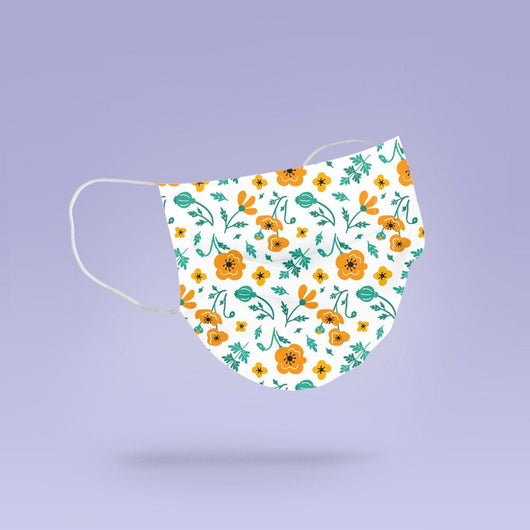 REUSABLE FACE MASK - Soft, Cloth, Washable, Re-Usable, Flower Print Mask Mouth Cover - Flower Print Face Mask
