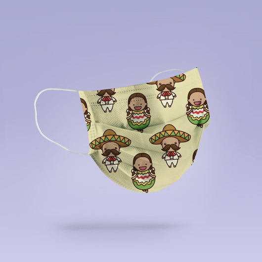 Washable & Reusable Mexican Themed Sombrero Face Mask Cover - Sombrero Face Mask - Mexican Pattern Mask