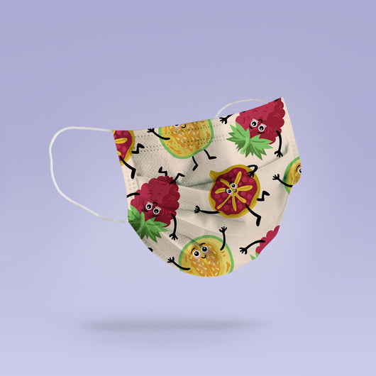 Washable & Reusable Cute Fruit Mask Cover - Fruit Face Mask - Lemon and Raspberry Pattern Mask