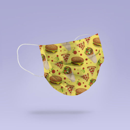 Washable & Reusable Kebab, Pizza and Burger Face Mask Cover - Burger Mask - Kebab Pattern Mask