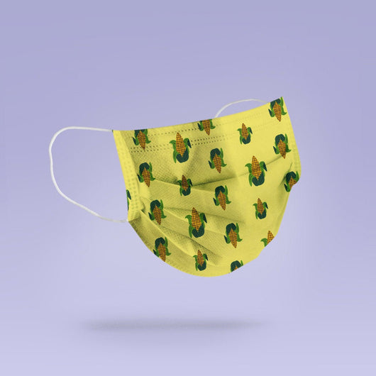 Washable & Reusable Corn Face Mask Cover - Corn Face Mask - Corn Pattern Mask