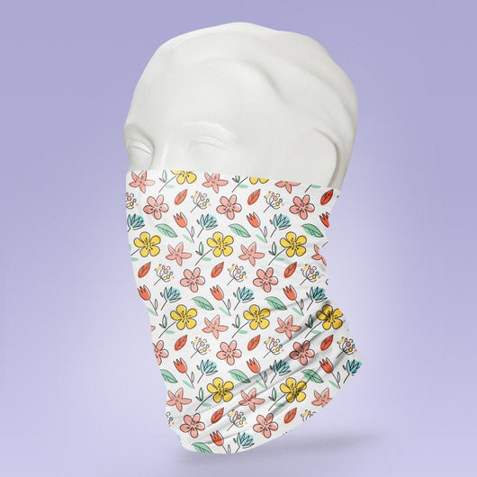 Washable & Reusable White and Colored Flower Mask -  Face Shield -  Flower Pattern Face Mask - Stylish Pattern Cute Face Mask