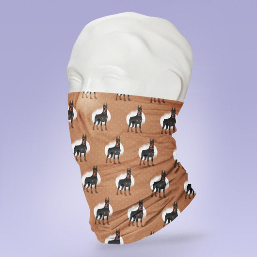 Washable & Reusable Doberman Pinscher Themed Mask - Gaiter Face Shield - Face Mask - Face Buff - Snood - Dog Face Gator