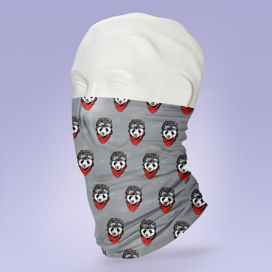 Washable & Reusable Panda Pilot Themed Mask - Gaiter Face Shield - Face Mask - Face Buff - Snood - Panda Pilot Face Gator
