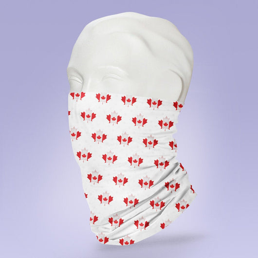 Washable & Reusable Canada Skating Neck Gaiter Mask - White Face Mask - Face Shield - Face Mask - Canadian Flag Mask