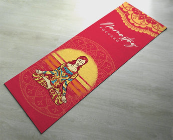 Namastay Focused Yogi Yoga Mat - Fitness Mat - Cute Red Yoga  Mat - Non-Slip Yoga Mat - Red